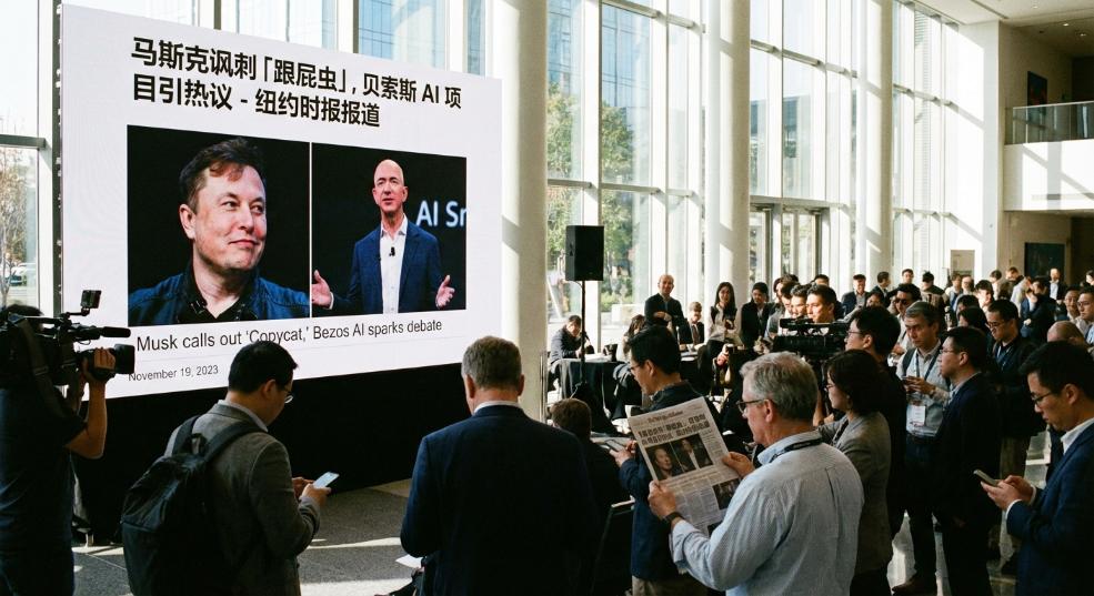 马斯克讽刺「跟屁虫」，贝索斯 AI 项目引热议第一张图