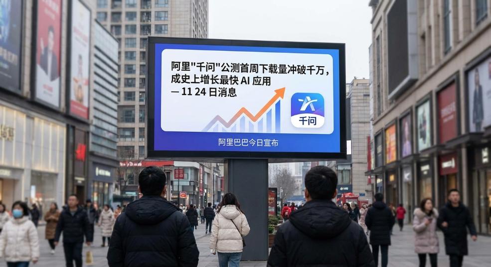阿里“千问”公测首周下载量冲破千万，成史上增长最快 AI 应用第二张图