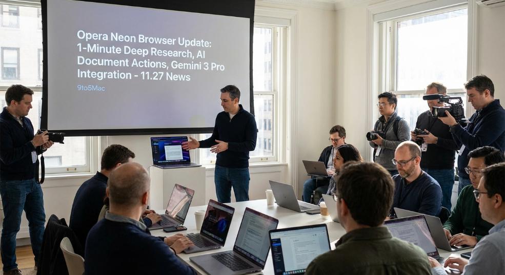 Opera 更新 Neon 浏览器：引入 1 分钟深度研究、支持 AI 操作文档、集成 Gemini 3 Pro第一张图