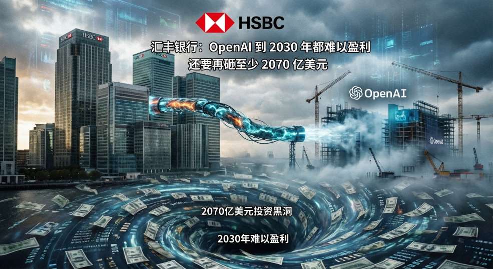 汇丰银行：OpenAI 到 2030 年都难以盈利，同时还要再砸至少 2070 