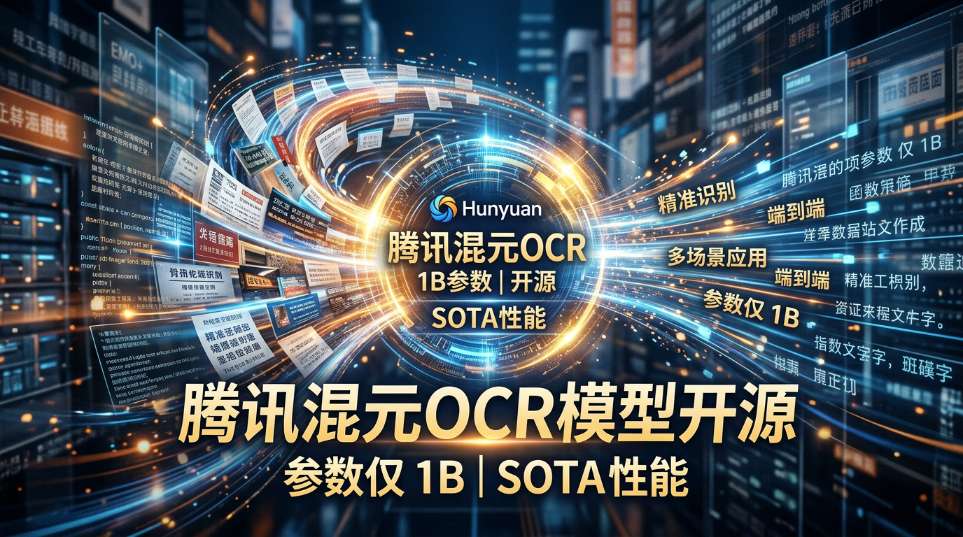 腾讯混元 OCR 模型宣布开源：参数仅 1B，多项核心能力 SOTA