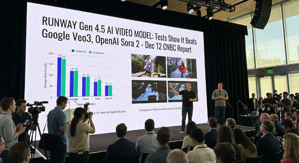 Runway 推出 Gen 4.5 AI视频模型,测试成功击败谷歌 Veo3、OpenAI Sora 2 Runway 推出 Gen 4.5 AI视频模型,测试成功击败谷歌 Veo3、OpenAI Sora 2第一张图
