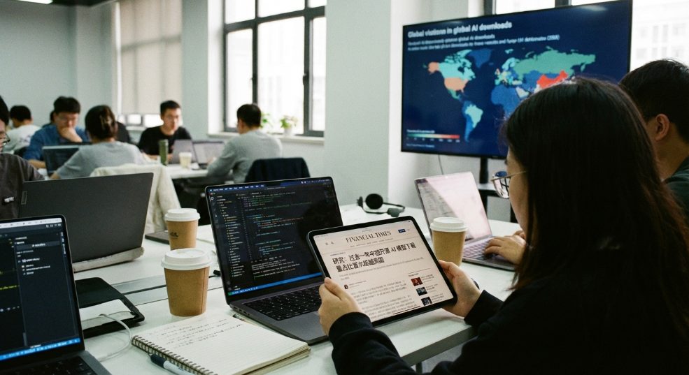 研究:过去一年中国开源 AI 模型下载量占比首次超越美国 研究:过去一年中国开源 AI 模型下载量占比首次超越美国第一张图