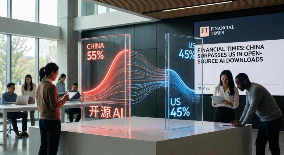研究:过去一年中国开源 AI 模型下载量占比首次超越美国 研究:过去一年中国开源 AI 模型下载量占比首次超越美国第二张图