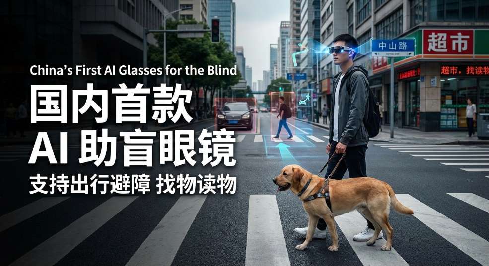 国内首款 AI 助盲眼镜登场，支持出行避障、找物读物
