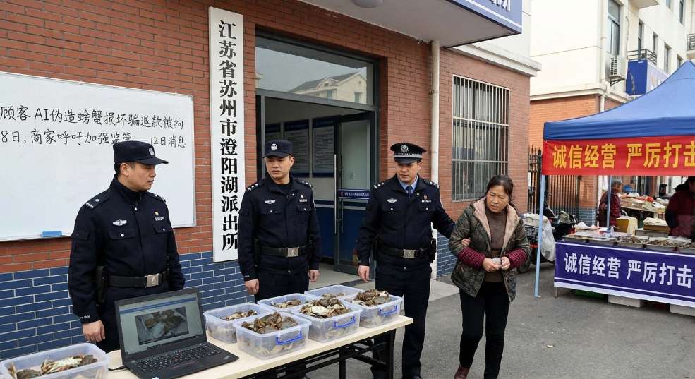 顾客 AI伪造螃蟹损坏骗退款被拘 8 日，商家呼吁加强监管第一张图