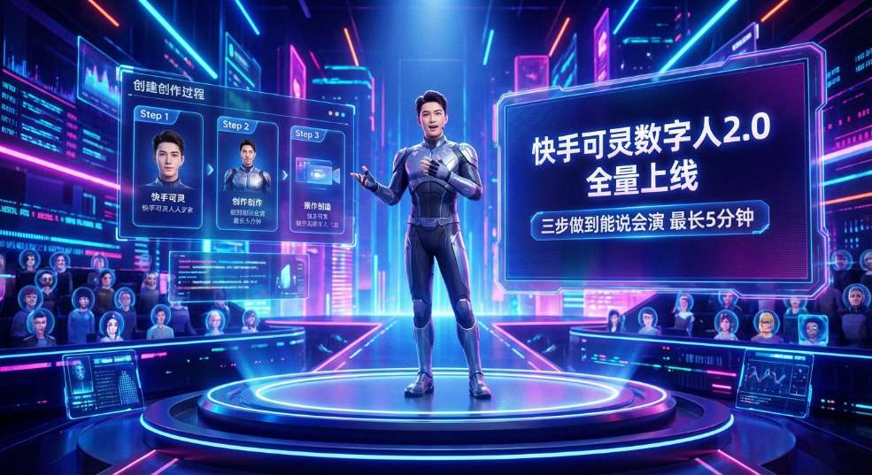 快手可灵数字人 2.0 全量上线：三步做到能说会演，最长 5 分钟
