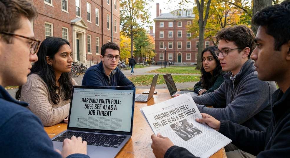 哈佛民调:59% 美国年轻人视 AI 为就业威胁 哈佛民调:59% 美国年轻人视 AI 为就业威胁第一张图