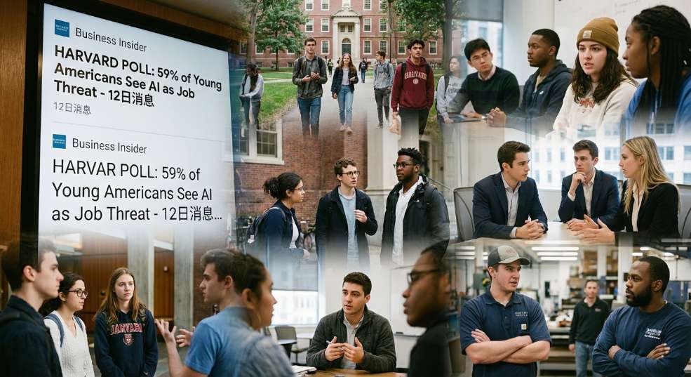 哈佛民调:59% 美国年轻人视 AI 为就业威胁 哈佛民调:59% 美国年轻人视 AI 为就业威胁第二张图