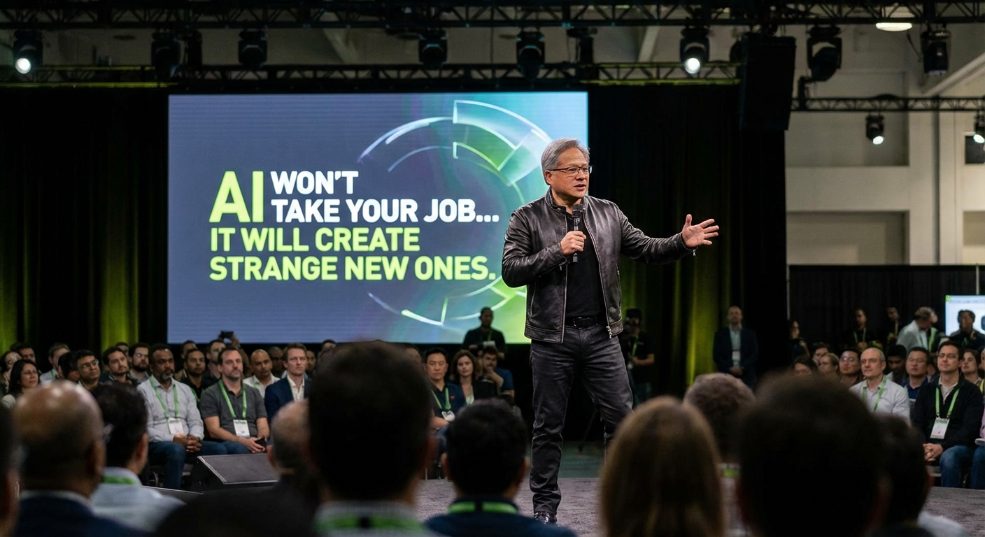 英伟达 CEO 黄仁勋:AI 不会直接“抢”走你的饭碗,而是会催生一些奇怪职业 英伟达 CEO 黄仁勋:AI 不会直接“抢”走你的饭碗,而是会催生一些奇怪职业第二张图