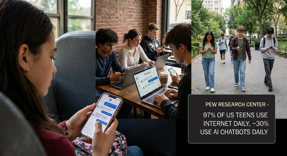 皮尤研究:97% 的美国青少年每天都上网,约三成每天都用 AI 聊天机器人 皮尤研究:97% 的美国青少年每天都上网,约三成每天都用 AI 聊天机器人第二张图