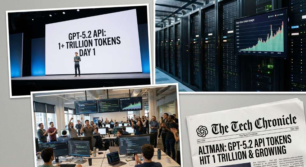 奥尔特曼：OpenAI GPT-5.2 API 上线首日 tokens 超万亿，且增长迅速第二张图