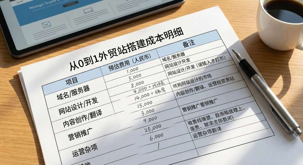 从0到1搭建外贸站的成本明细第一张图