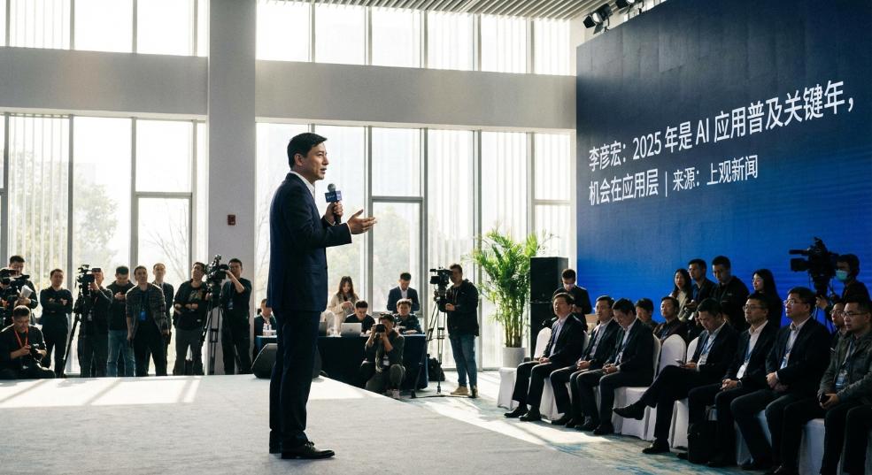 李彦宏：2025 年是 AI 应用普及关键年，机会在应用层第一张图