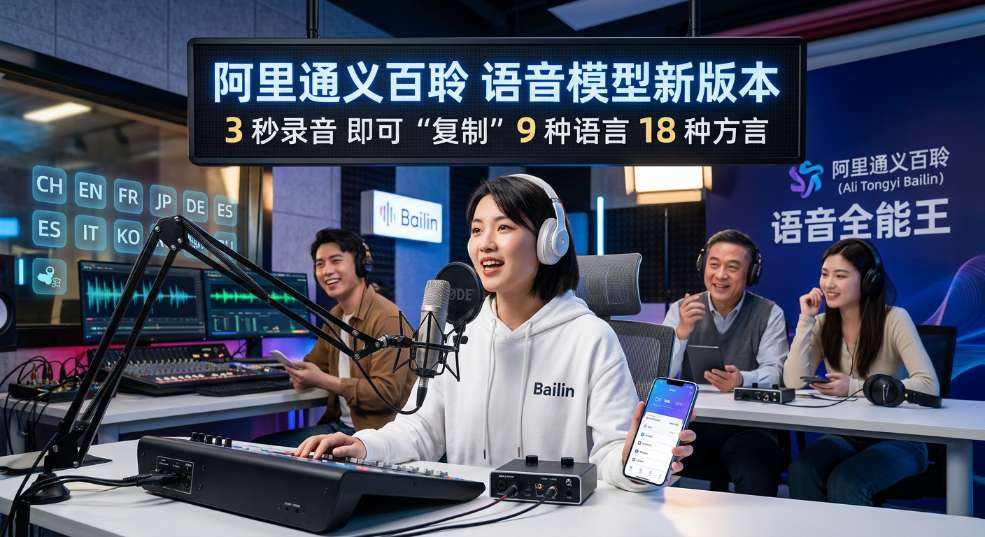 阿里通义百聆推出语音模型新版本：3 秒录音即可“复制”9 种语言、18 种方言