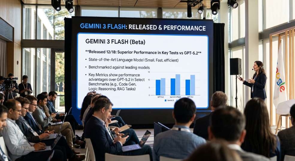 Gemini 3 Flash 模型发布，部分测试优于 GPT-5.2第一张图