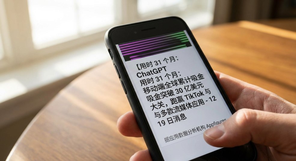 用时 31 个月：ChatGPT 移动端全球累计吸金突破 30 亿美元大关，跑赢 TikTok 与多款流媒体应用第一张图