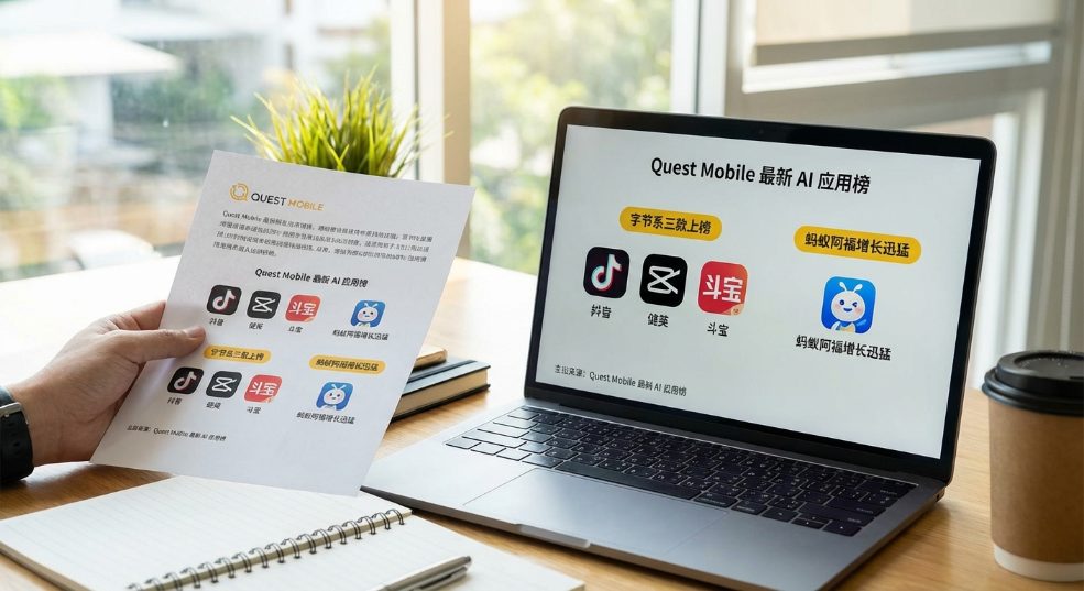 Quest Mobile 最新 AI应用榜：字节系三款上榜，蚂蚁阿福增长迅猛第一张图