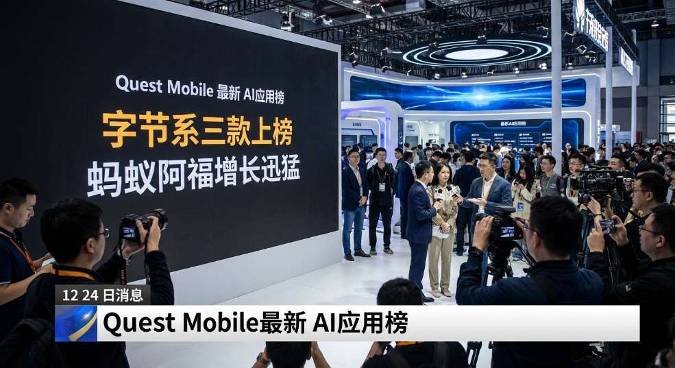 Quest Mobile 最新 AI应用榜：字节系三款上榜，蚂蚁阿福增长迅猛第二张图