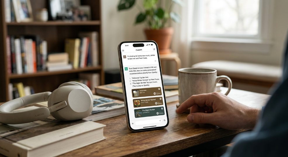 OpenAI 与流媒体音乐平台 Spotify 达成合作，用户可通过ChatGPT获取个性化音乐推荐第一张图