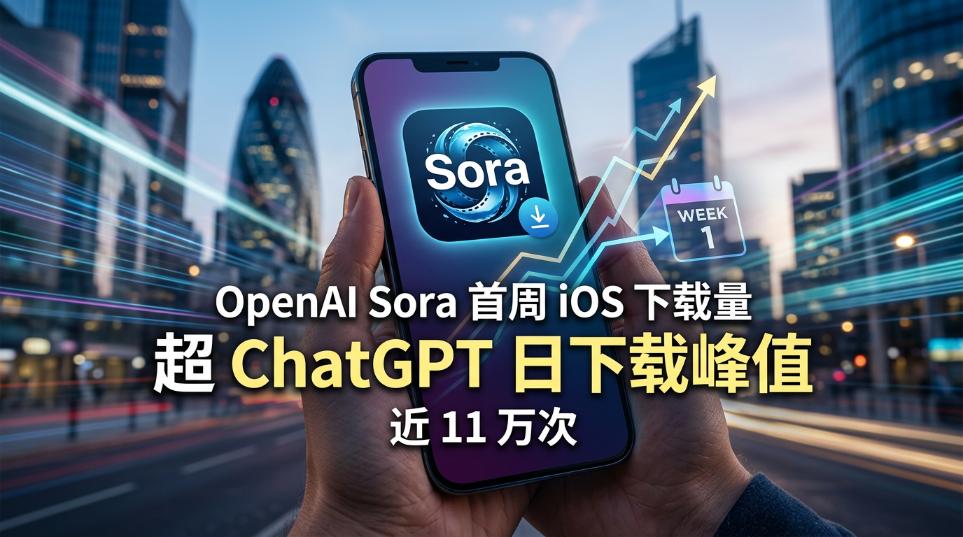 OpenAI 视频生成应用 Sora 首周 iOS 下载量超 ChatGPT，日