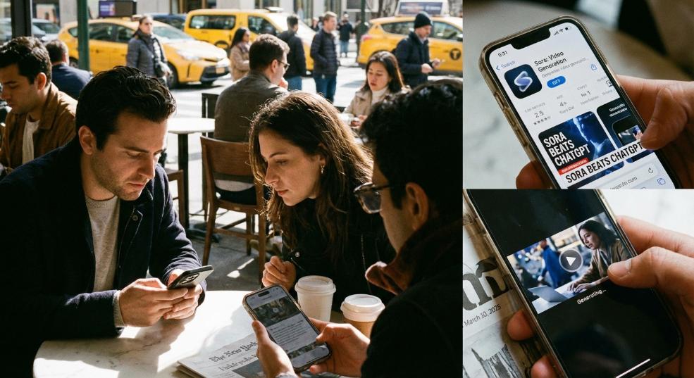 OpenAI 视频生成应用 Sora 首周 iOS 下载量超 ChatGPT，日下载峰值近 11 万第一张图