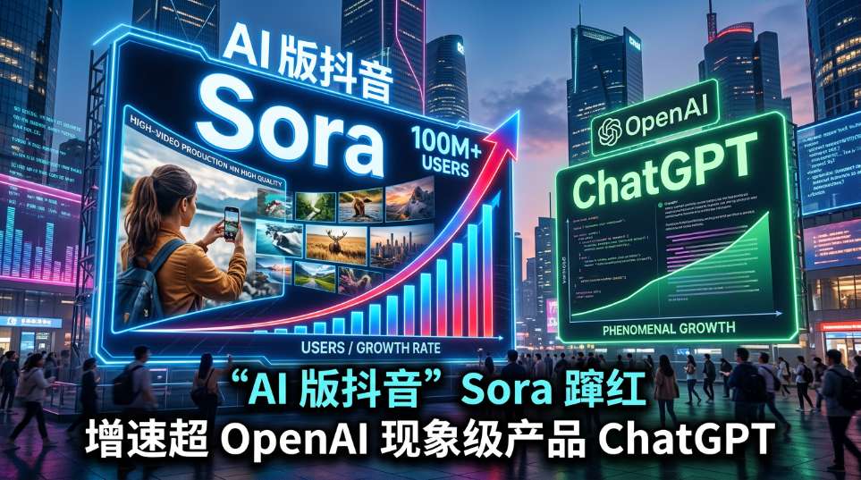 “AI 版抖音” Sora 蹿红，增速超 OpenAI 现象级产品 ChatGP