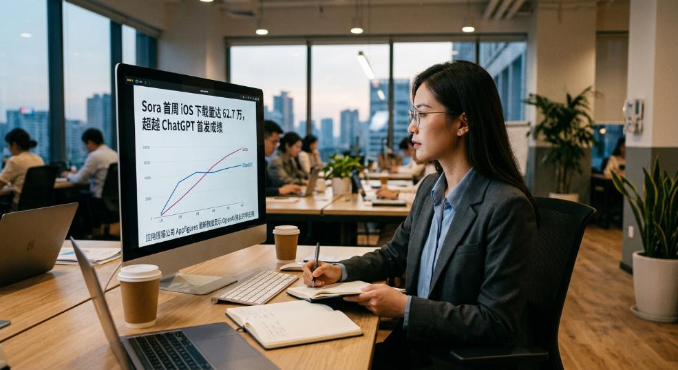 Sora 首周 iOS 下载量达 62.7 万，超越 ChatGPT 首发成绩第二张图