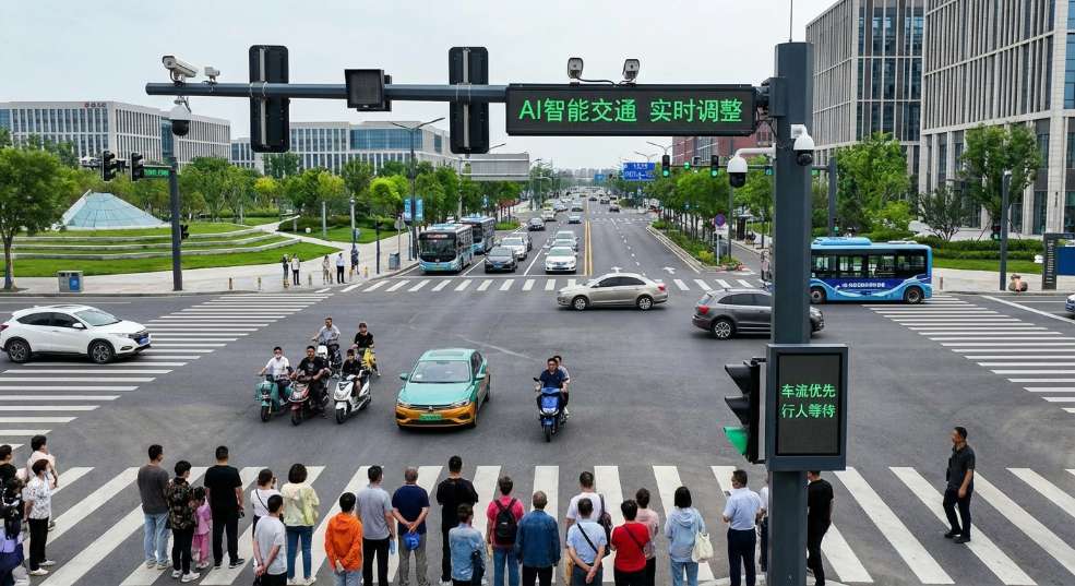 红绿灯用上 AI：根据车流量、行人过街调整时长，雄安新区已落地第二张图