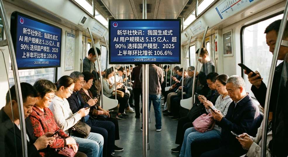 超 90% 选择国产模型：我国生成式 AI 用户规模达 5.15 亿人、2025 上半年环比增长 106.6%第一张图