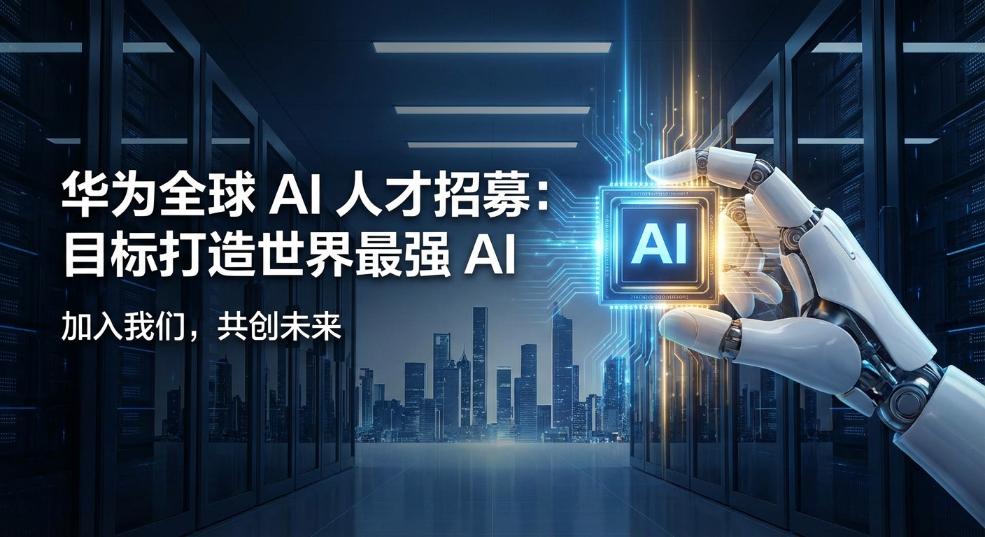 华为招募全球顶尖 AI 人才，目标打造世界最强 AI