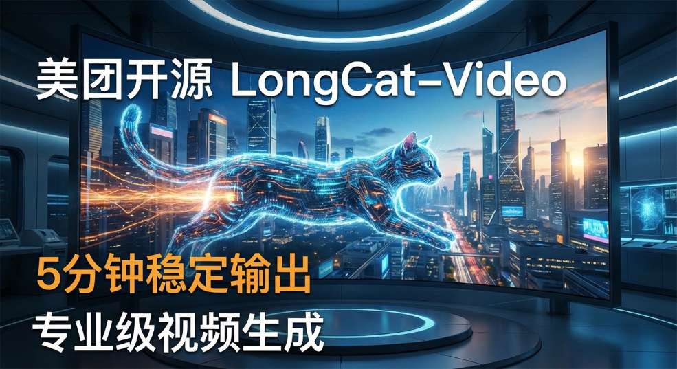 美团发布开源 LongCat-Video 视频生成模型，可稳定输出 5 分钟级内