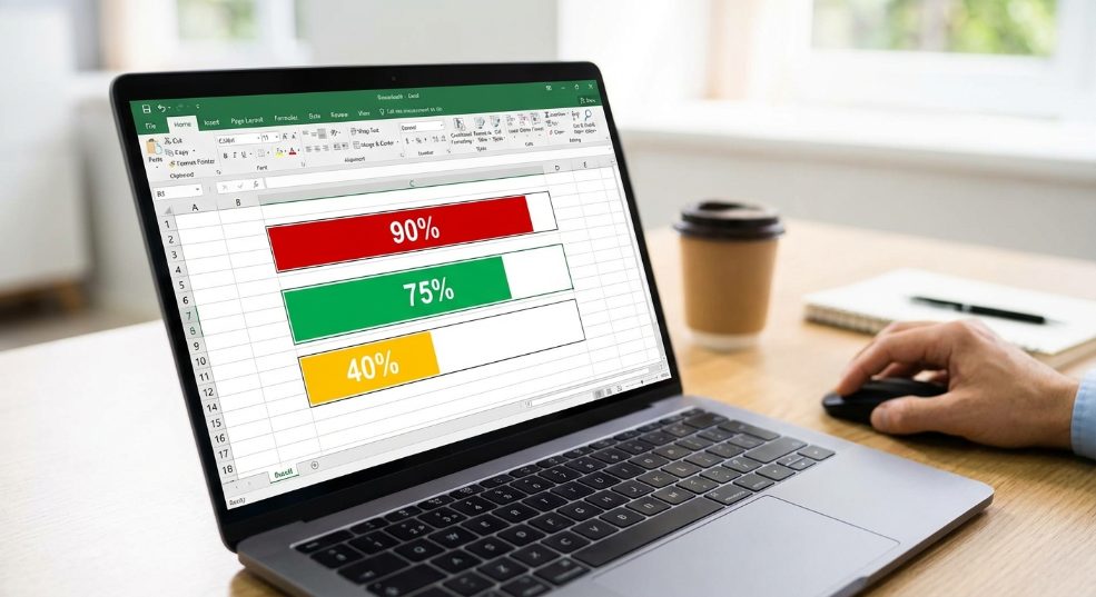 excel单元格显示百分比进度条