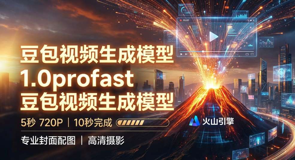 火山引擎上线豆包视频生成模型 1.0profast：5 秒 720P 内容仅需 