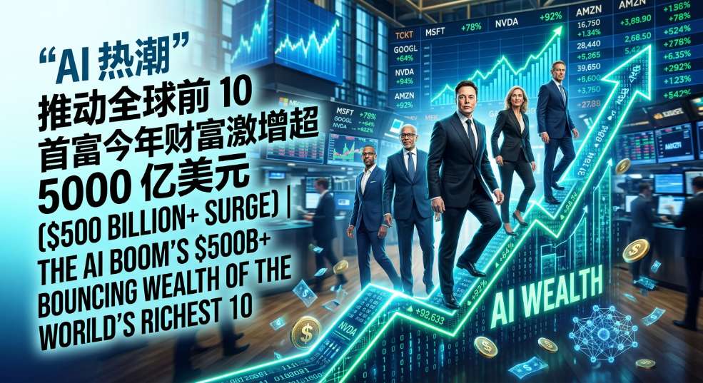 受惠于“AI 热潮”，世界前 10 首富今年财富激增超 5000 亿美元