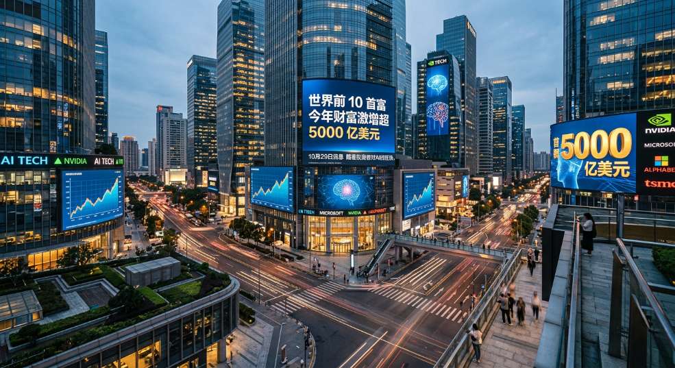 受惠于“AI 热潮”，世界前 10 首富今年财富激增超 5000 亿美元第二张图