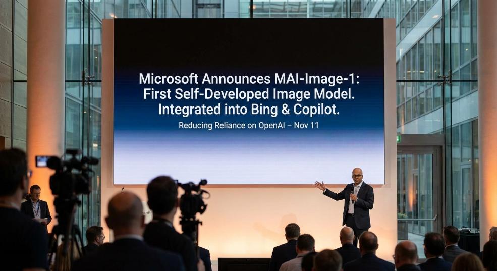 微软宣布其首个自研图像生成模型 MAI-Image-1 已整合入 Bing 与 Copilot，逐步减少对 OpenAI 的依赖第二张图