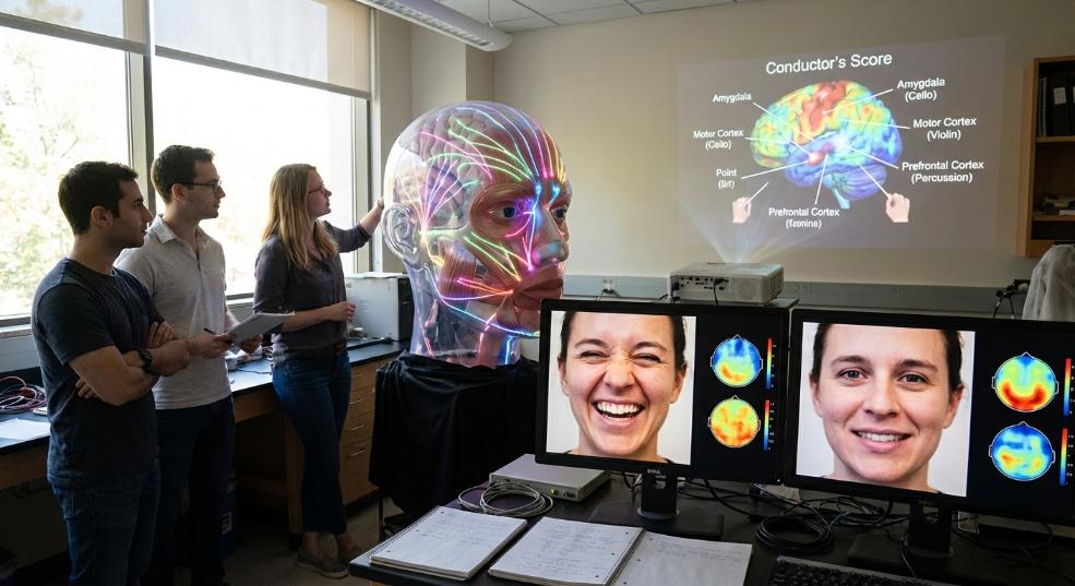 科学家揭示大脑如何“协奏”出你的面部表情第一张图