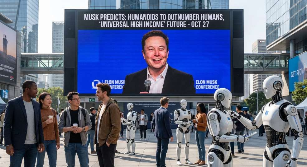 马斯克预言:人形机器人数量将远超人类,未来“全民高收入” 马斯克预言:人形机器人数量将远超人类,未来“全民高收入”第一张图
