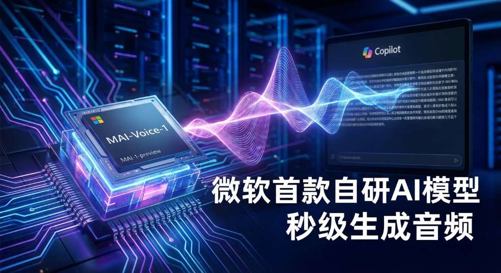 微软推出其首款自研 AI 模型：MAI-Voice-1 秒级生成音频，MAI-1
