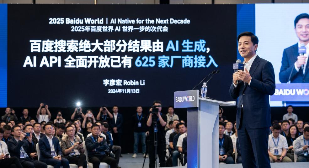 李彦宏：百度搜索绝大部分结果由 AI 生成，AI API 全面开放已有 625 家厂商接入第一张图