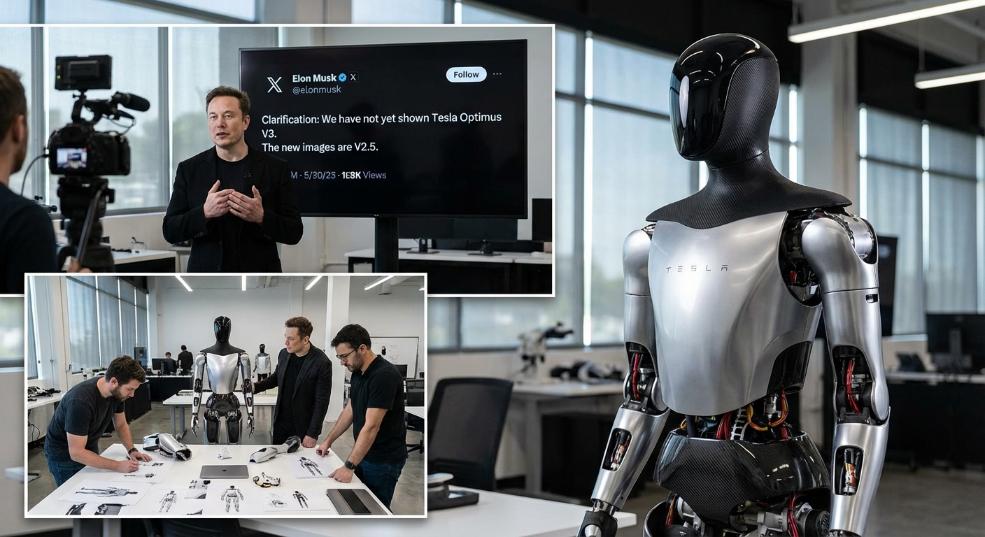 马斯克澄清：我们还没展示过特斯拉 Optimus V3 人形机器人，新图是 V2.5第二张图