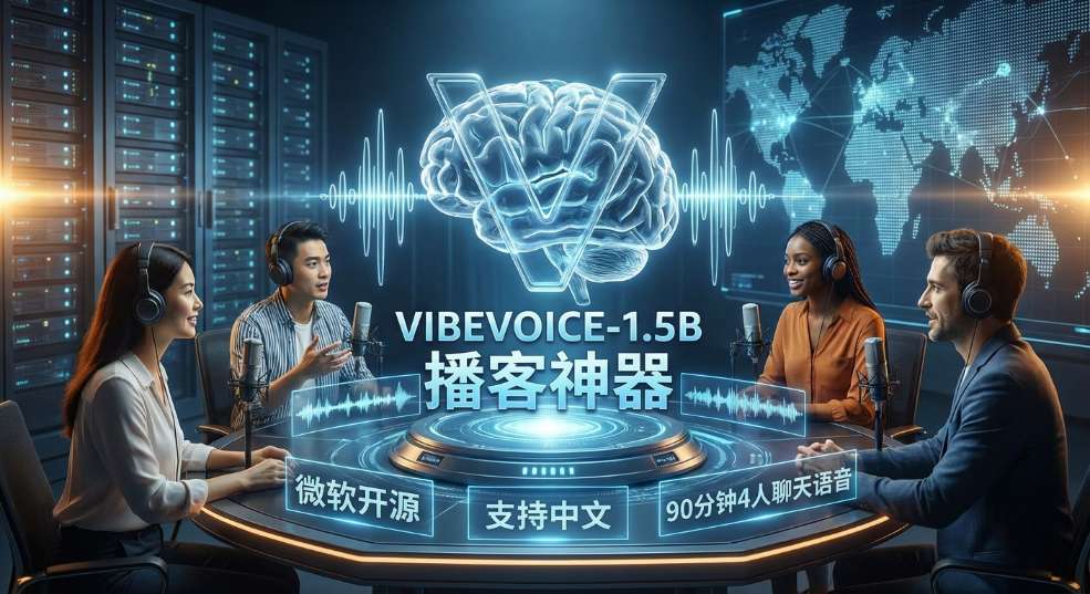 播客神器：微软开源 VibeVoice-1.5B 音频模型，支持中文、可生成 9