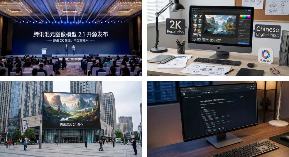 腾讯混元图像模型 2.1 上新开源:原生 2K 生图、中英文输入 腾讯混元图像模型 2.1 上新开源:原生 2K 生图、中英文输入第二张图