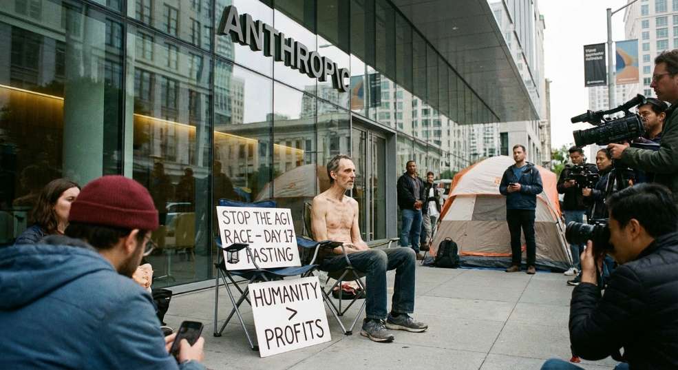 已绝食 17 天，美国男子在 Anthropic 总部外呼吁其停止 AGI 竞赛第二张图