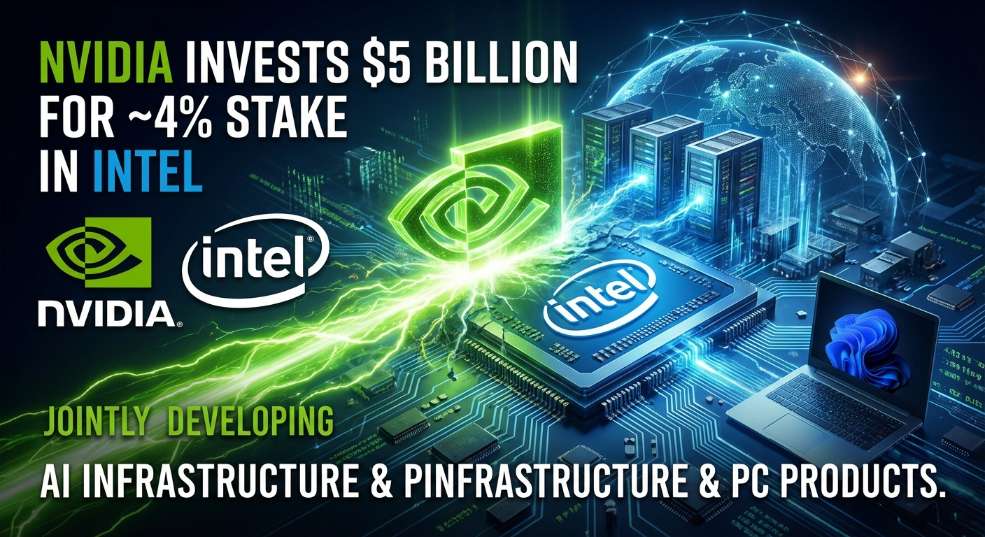 英伟达豪掷 50 亿美元收购英特尔约 4% 的股份，NVIDIA 和英特尔将共同