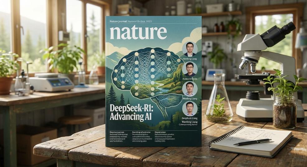 DeepSeek-R1 论文登上《自然》封面，通讯作者为梁文锋第一张图