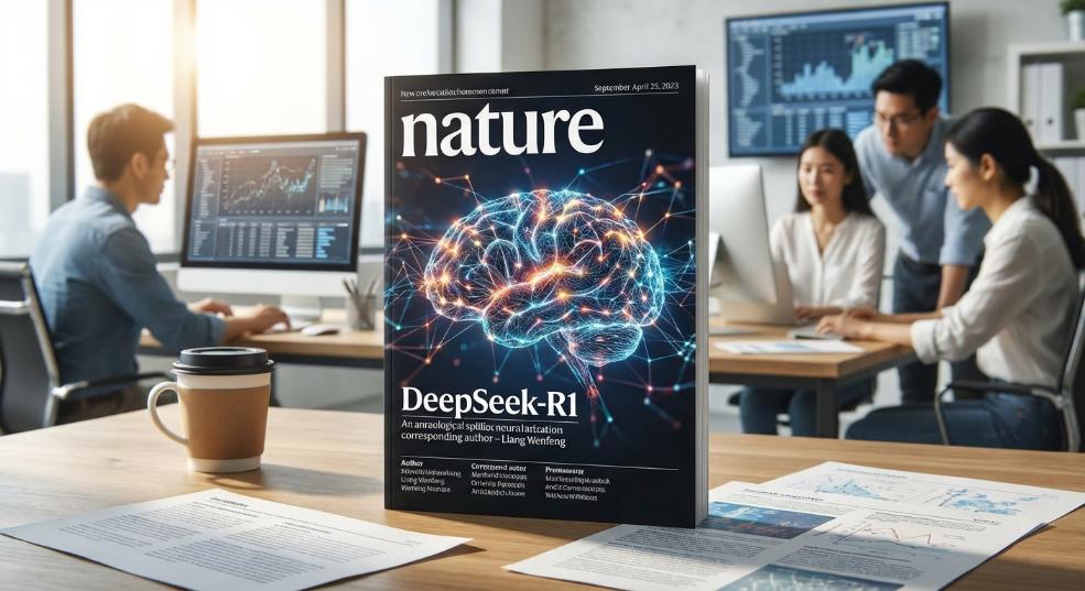 DeepSeek-R1 论文登上《自然》封面，通讯作者为梁文锋第二张图