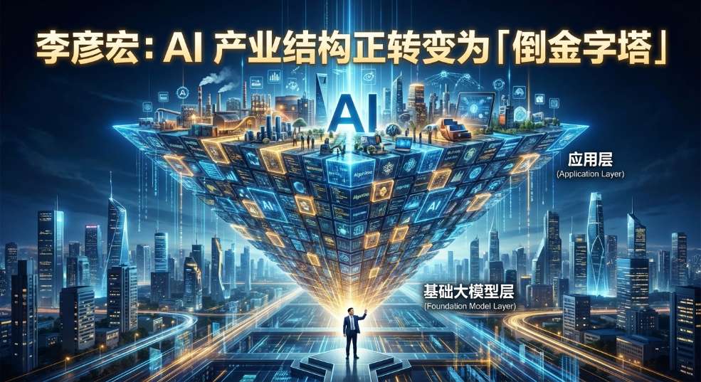 李彦宏：AI 产业结构正转变为「倒金字塔」