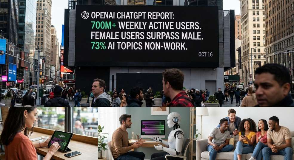 OpenAI ChatGPT 报告:周活跃数超 7 亿、女性用户比例首超男性、73% AI 话题和工作无关 OpenAI ChatGPT 报告:周活跃数超 7 亿、女性用户比例首超男性、73% AI 话题和工作无关第二张图
